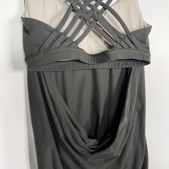 Lululemon Womens 6 Gray Grey Wild Tank Top Open Strappy Back Shelf Bra Luon - Picture 9 of 10